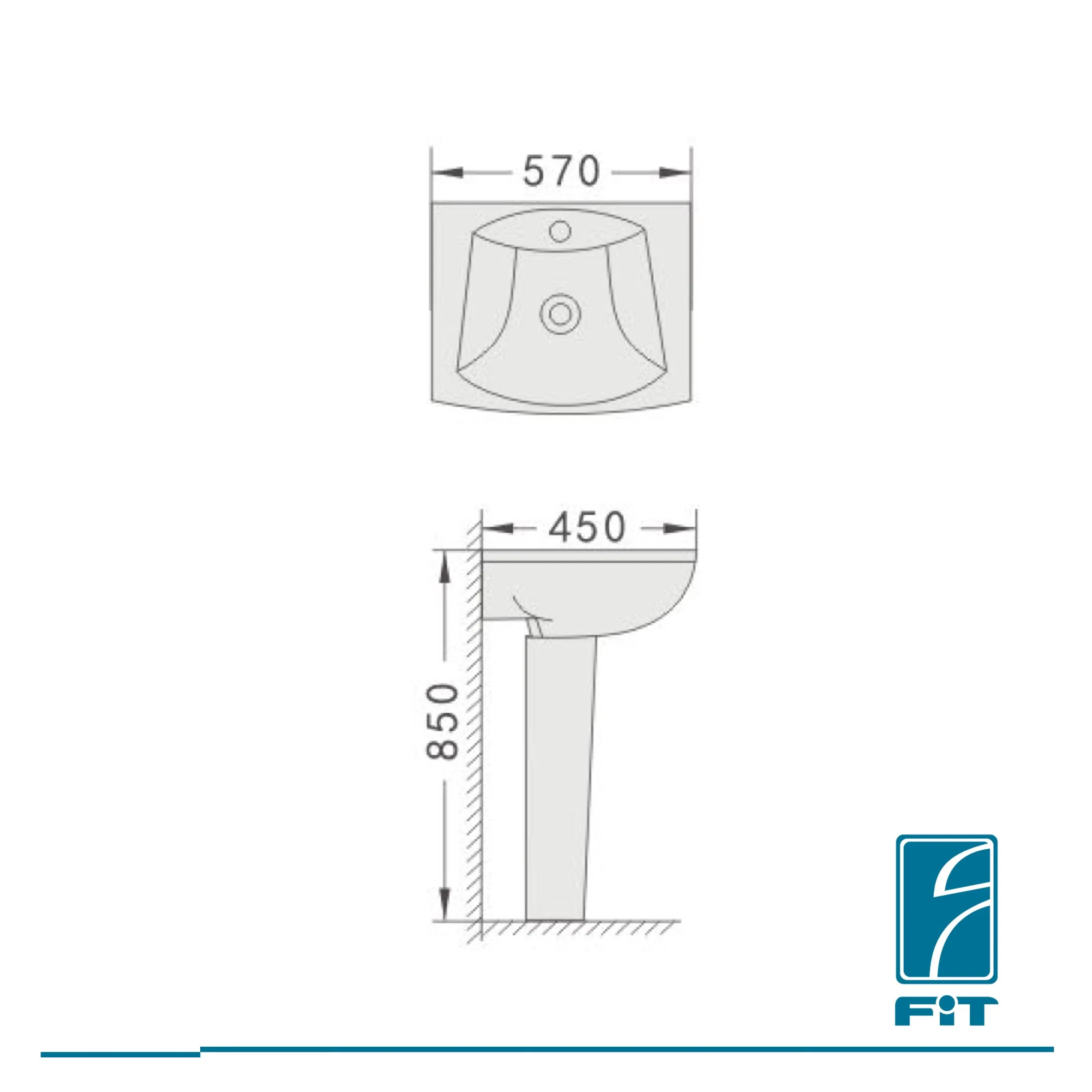 Standing Floor Pedestal Sink Porcelain White Ceramic Wash Basin for Bathroom
