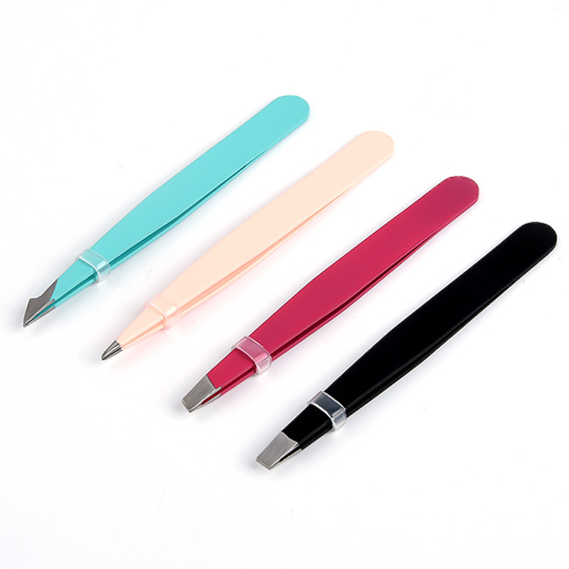 New 96mm Pointed Squared Slanted Rounded Spray Painted Primary Silver Multicolor Eyebrow Shaping Tool Stainless Steel Tweezers Eyebrow Clamp Tweezers