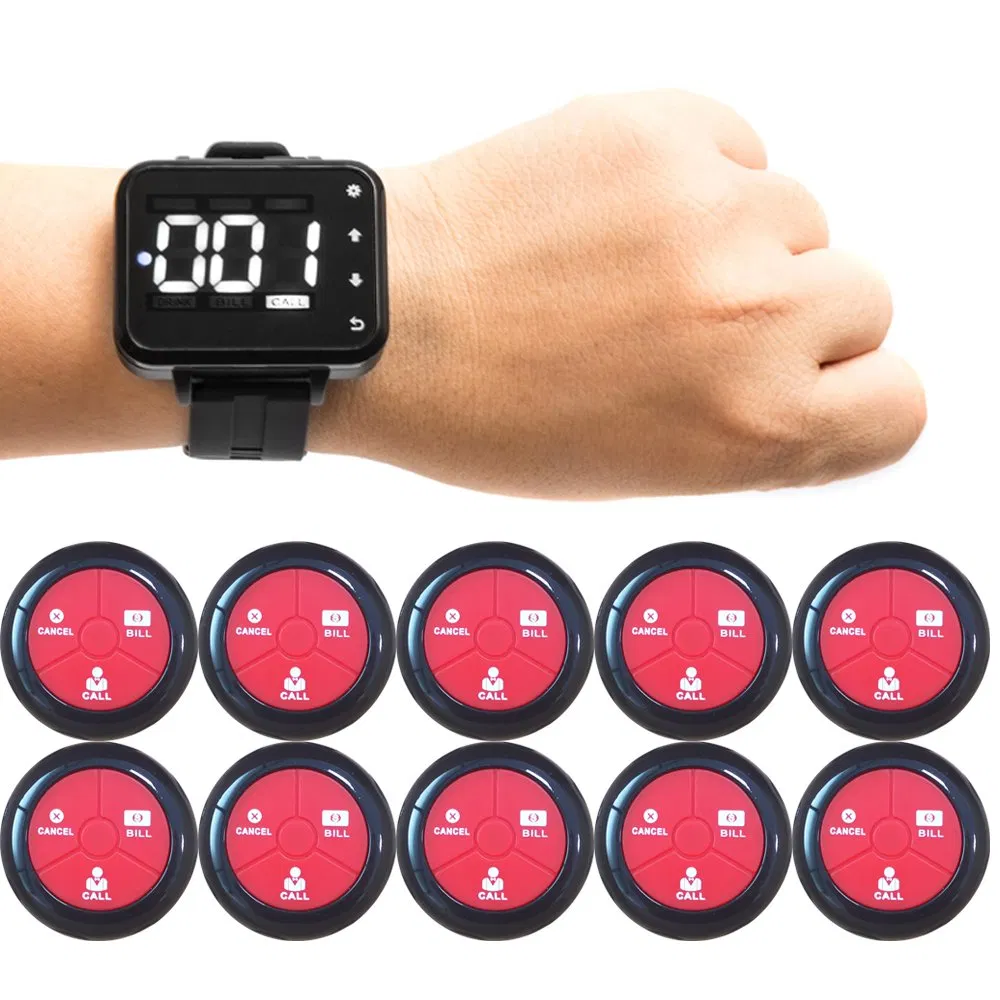 Restaurant Call System Waiter Alphanumeric Pager with Waterproof Button