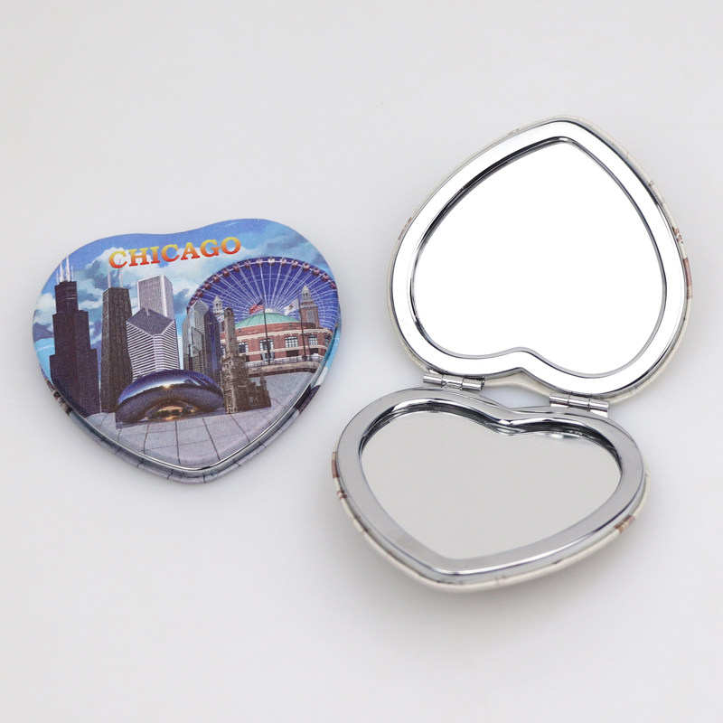 Custom Design Round Square Heart Shape Souvenir Compact Pocket Makeup Mirror