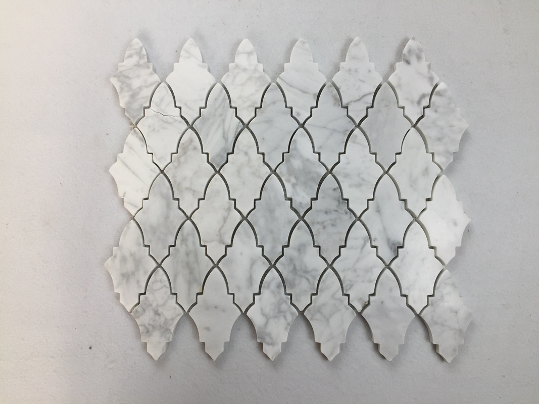 Мозаика из белого мрамора 3D для пола в ванной