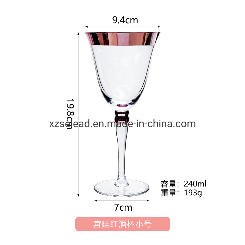 Wholesale Hot Selling Glassware Stemware Glass Cup Luxury Gold Rim Embossed Wine Glass Cups