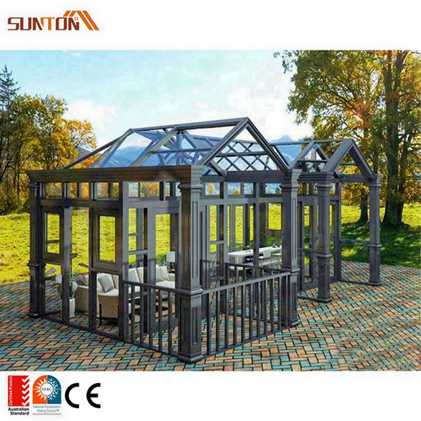 Prefabricated Steel Structure Building Sunrooms & Glass Houses Polygon Garden House Sunrooms Glass House