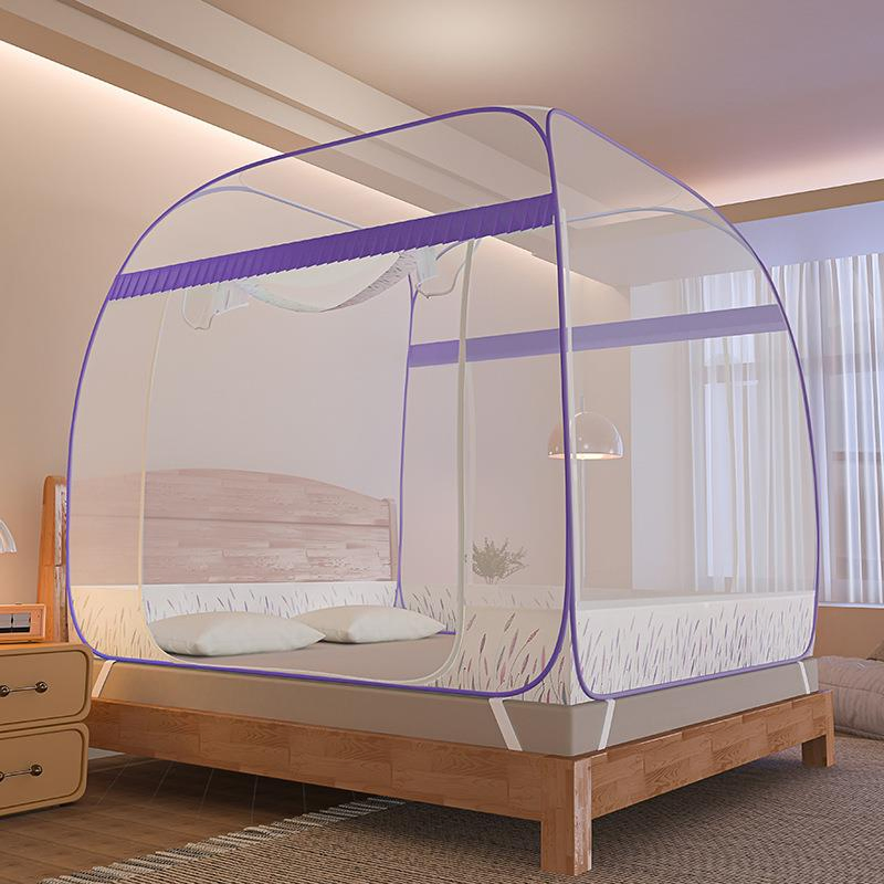 Square Top Large Space Yurt Mosquito Net for Adult Room Decoration Mosquito Net Bed Tent Curtain with Steel Ring Wire