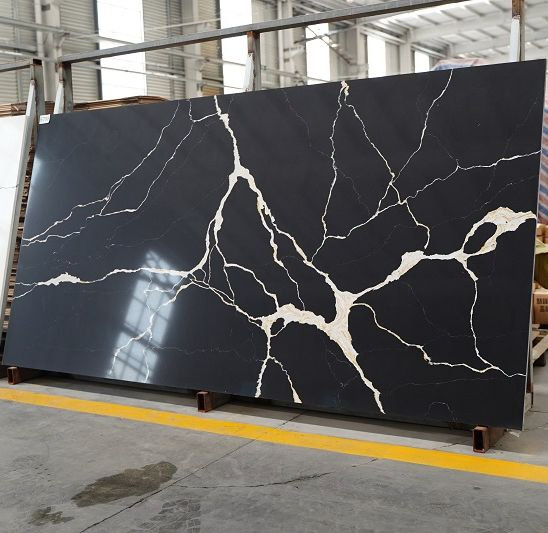 Horizon Quartz Stone Slabs for Countertops Calacatta Maquina Black