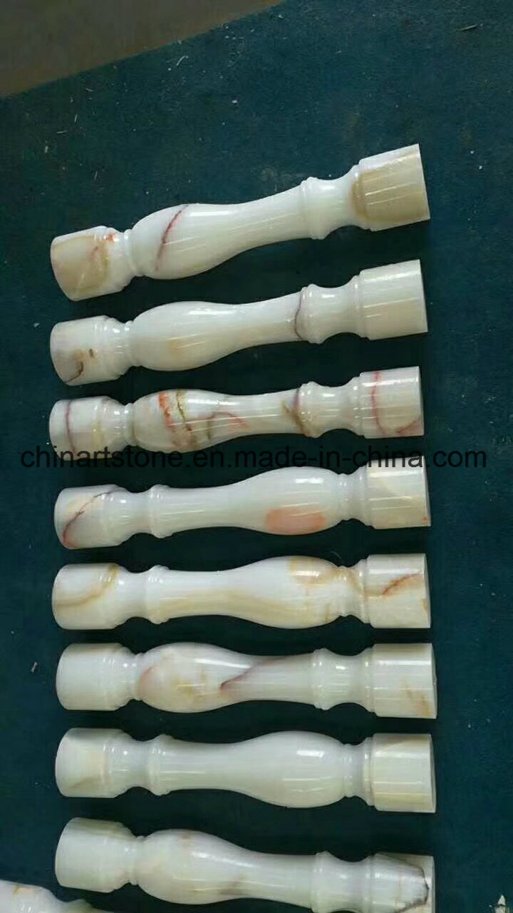 White Onxy Marble Handrail/ Pillar for Villa Decoration