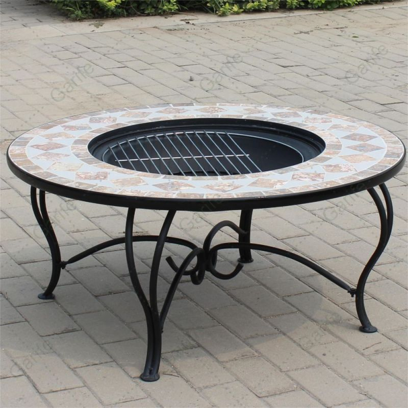 Outdoor Furniture Wood Burning Mosaic Table Fireplace Garden BBQ Fire Pit