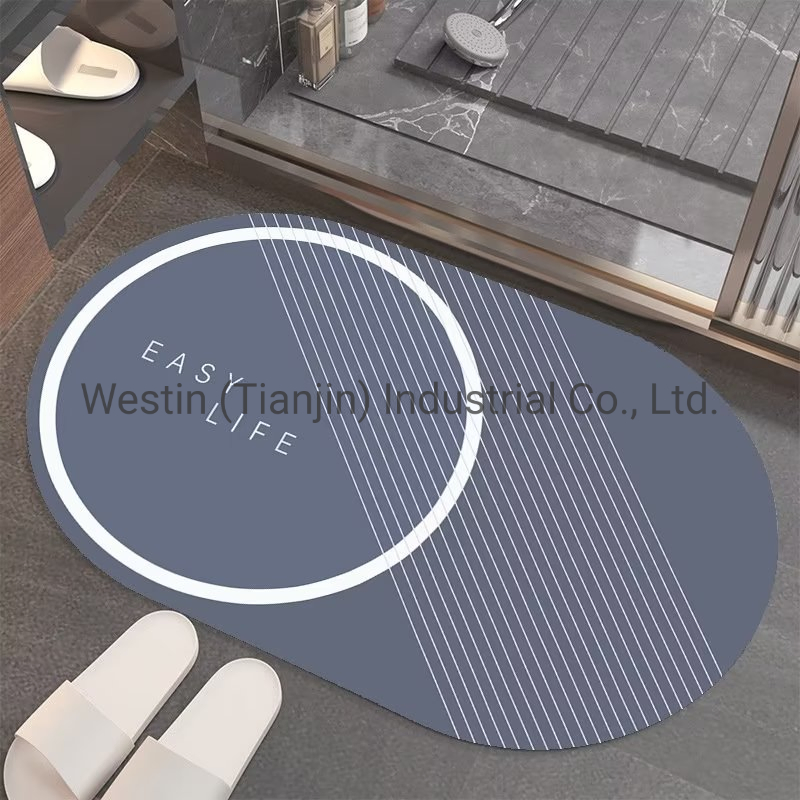 Oval Retangle Washable Anti-Slip Tub Bathroom Rugs Mat Water Absorption Rubber Floor Mat Bath Mat