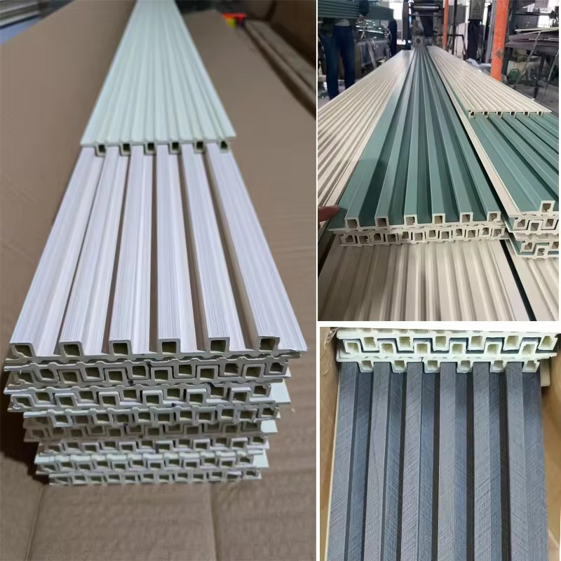 WPC Fluted Wall Panel Indoor Interior Wall Cladding Composite Wooden Grain PVC WPC Wall Decor Panel