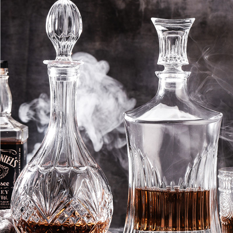 25oz Custom Logo Engrave Clear Glass Empty Whisky Bottle Decanter 750ml Crystal Square Whiskey Decanter