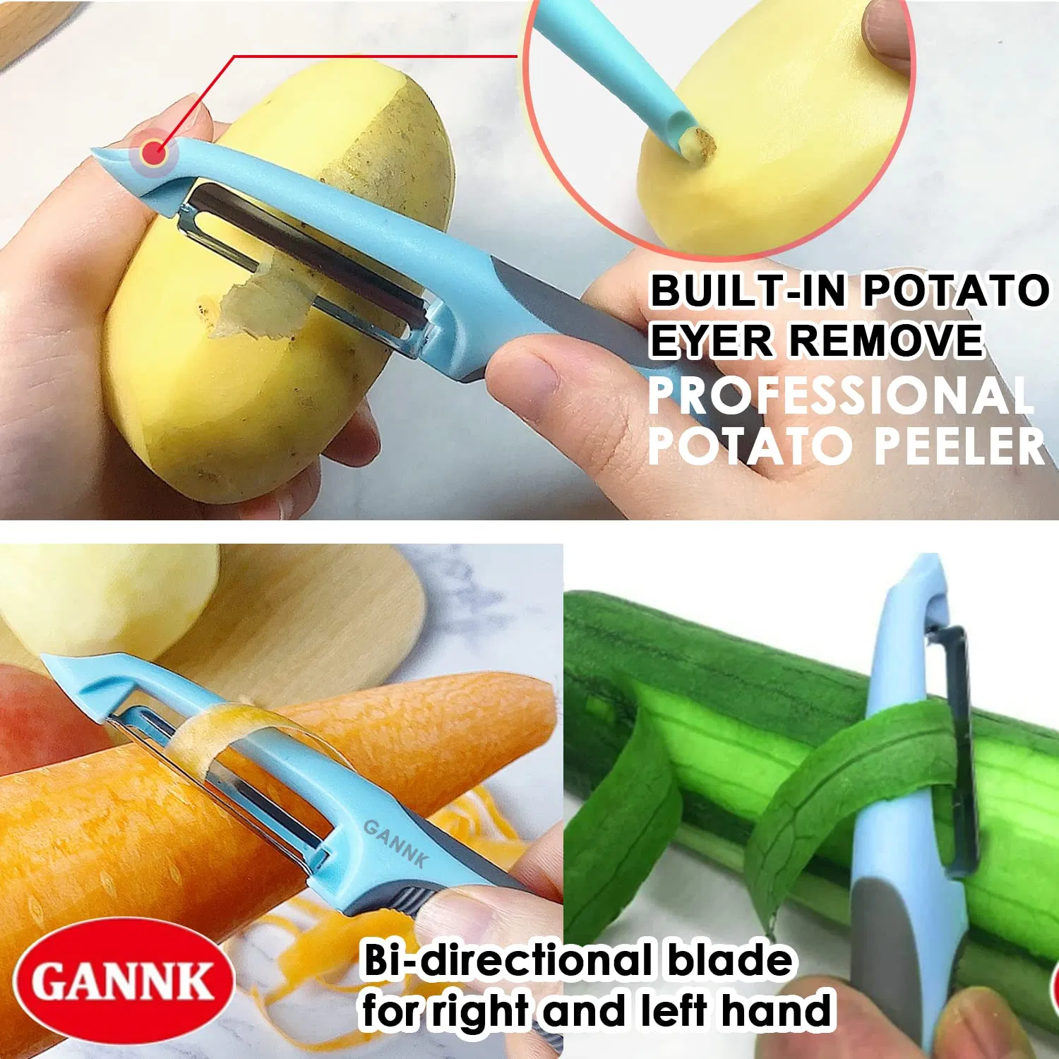 3 in 1 Vegetable Fruit Peeler Kitchen Gadget Blade Spin Design Peelers