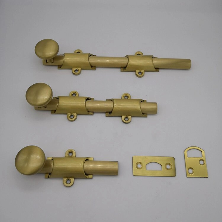 Solid Brass Surface Bolt with Universal and Mortise Strike, 2 Guide