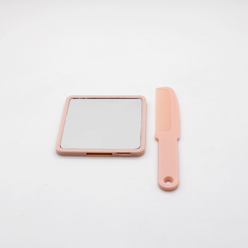 Handle Makeup Cosmetic Mirror with Hair Brush