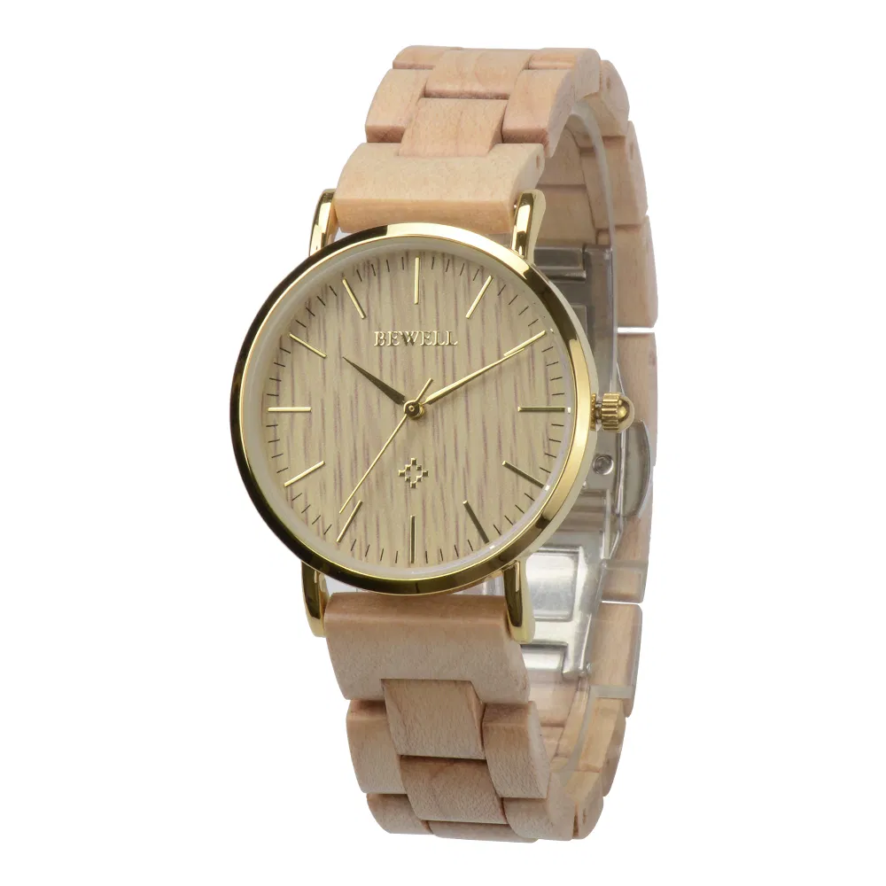 2023 Trend Bewell Stainless Steel & Wood Watch Men Women Luxury Wristwatch Custom Logo Timepiece Minimalist Watch