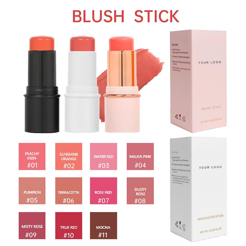 FDA Cosmetics Factory Blusher Stick Makeup OEM Stick Contour Blush Maquillaje