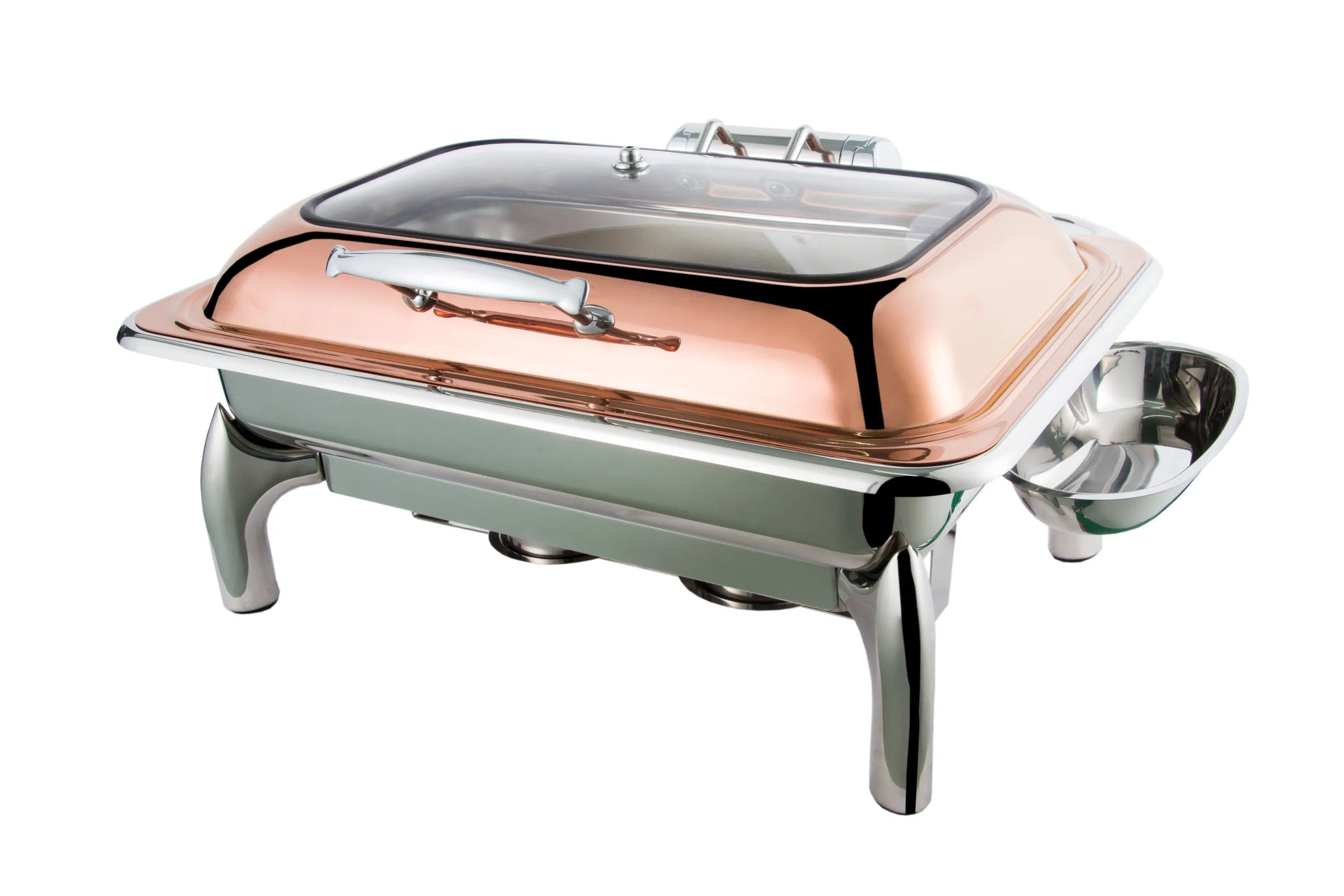 Stainless Steel Rectangular Glass Lid Chafing Dish with 9 Liters