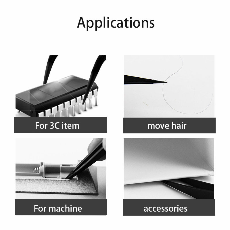 Plastic Tweezers Black Light Weight Antistatic Conductive Plastic Eyebrow Tweezers