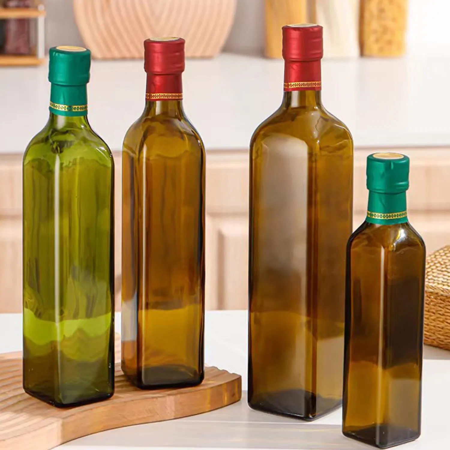 Brown Walnut Oil Tea Olive 250ml 500ml Square Green Glass Sesame Bottle