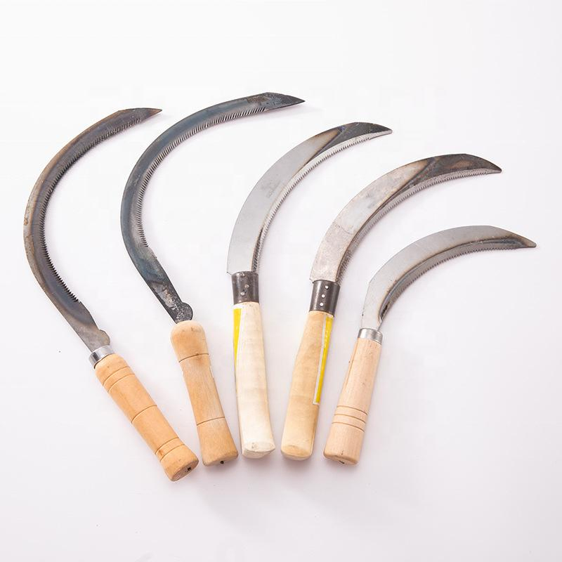 Hight Quality Wooden Handle Cane Knives Agriculture Sharp Farming Sickles with Handle Sickle Knife