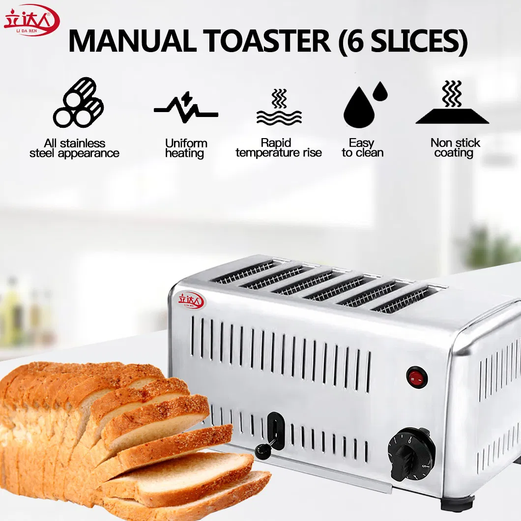 Ld-6SD-a CE Approved 6-Slice Stainless Steel Toaster (Streamline Design)