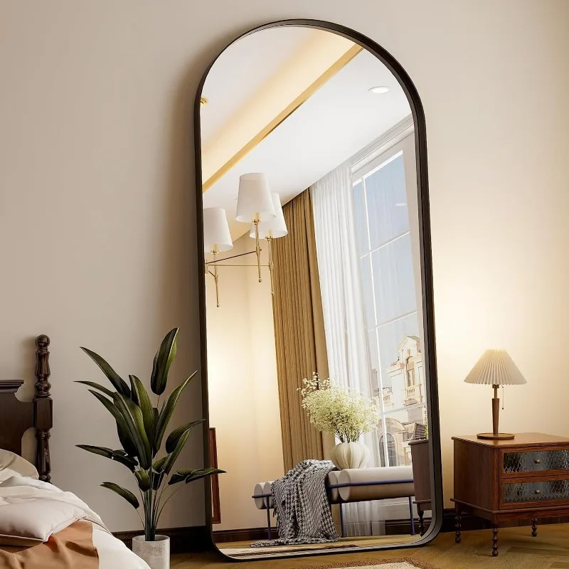Extra Large 120*60 Cm Arched Full-Length Mirror-Wall-Mounted or Leaning Mirror with Aluminum Alloy Frame-Modern and Simple Home Decor