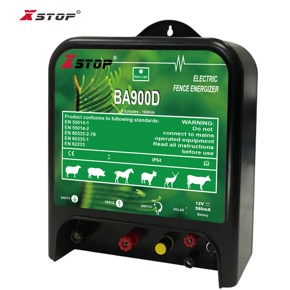 Xstop AC DC Solar Panel Power Electric Fence Energizer for Farm and Livestock Ba900d