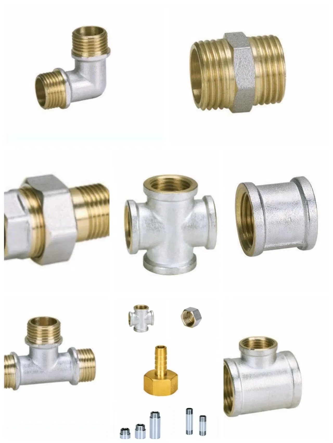 Nickel-Plated Screw Fitting - Cross F/F/F/F