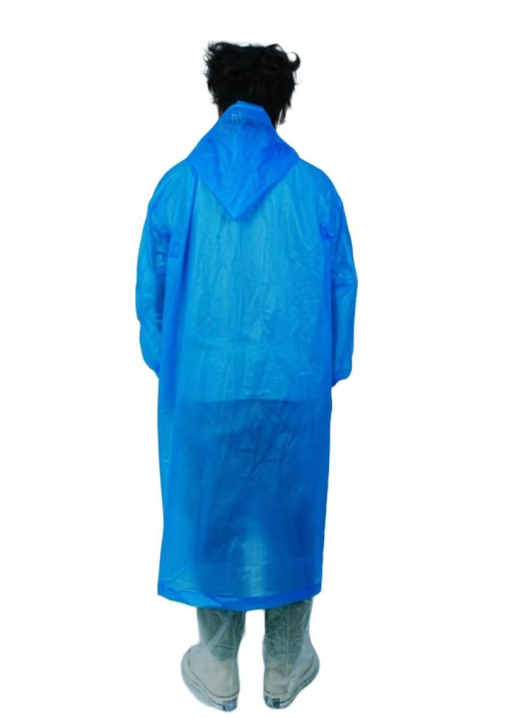 Adult Disposable PEVA Raincoat Waterproof Single-Person Outdoor Rainwear for Hiking and Camping