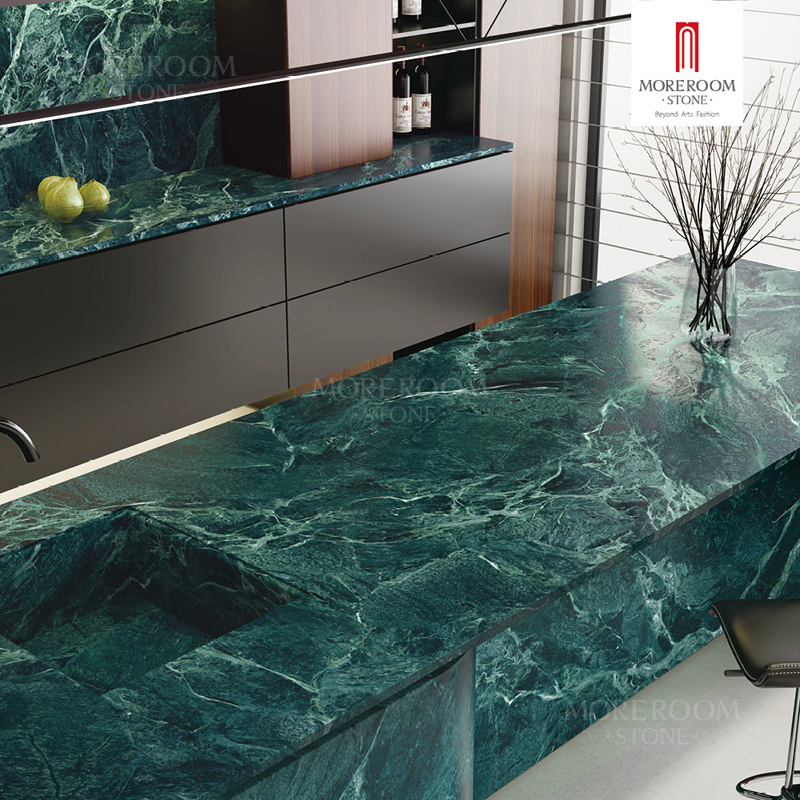 Italian Porcelain Slab Premium Prada Green Marble Tiles for Bathroom Vanity Tops