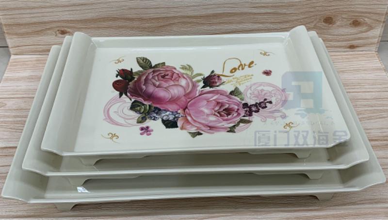 Eco-Friendly Hot Sales Flower Design Melamine Serving Tray with Custom Logo
