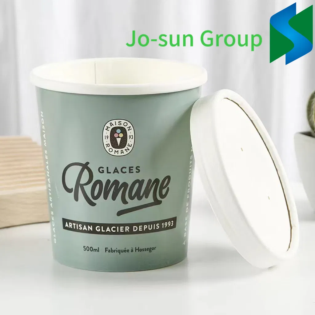 Colorful Logo Design Disposable 8oz 12oz 16oz Ice Cream Bowl Ice Cream Kraft Paper Cup Bucket