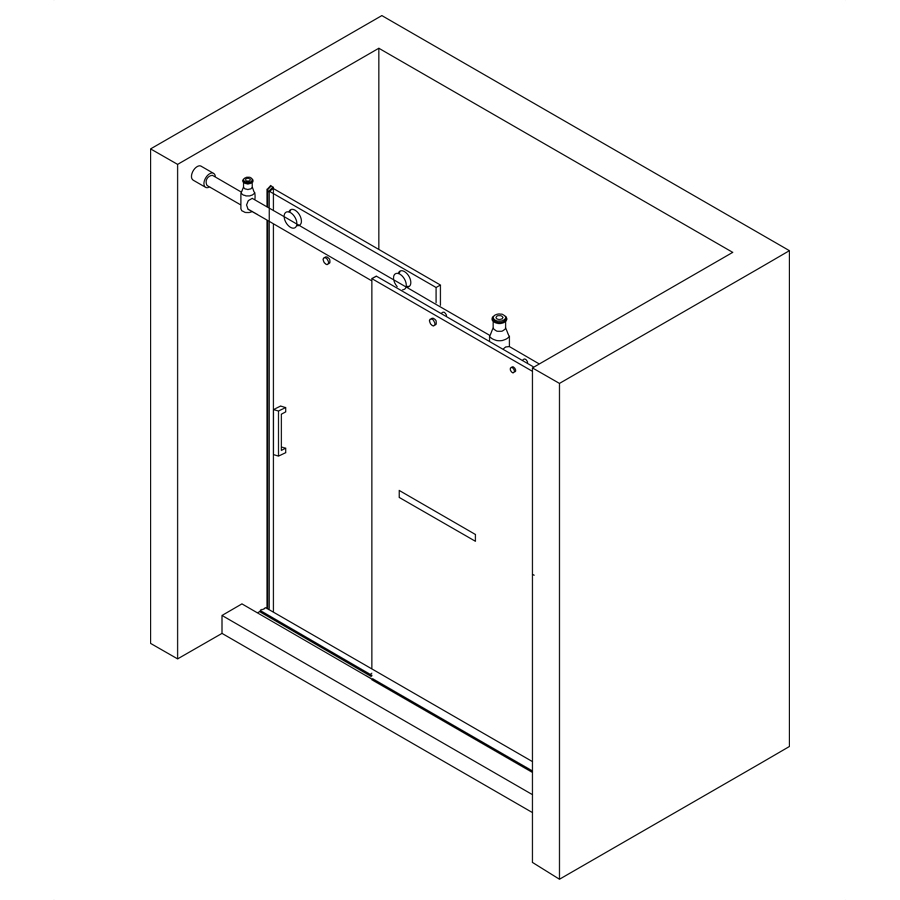 Bypass Double Sliding Shower Door Top Roller Design with Towel Handle