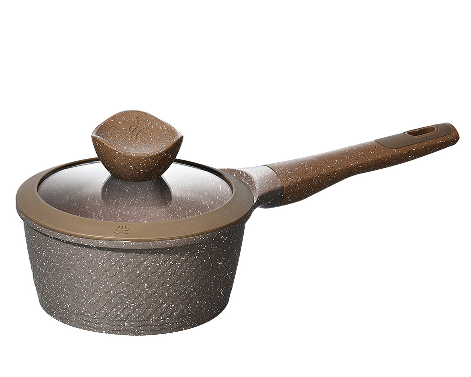 Алюминиевая сотейник с керамическим покрытием и силиконовой крышкой