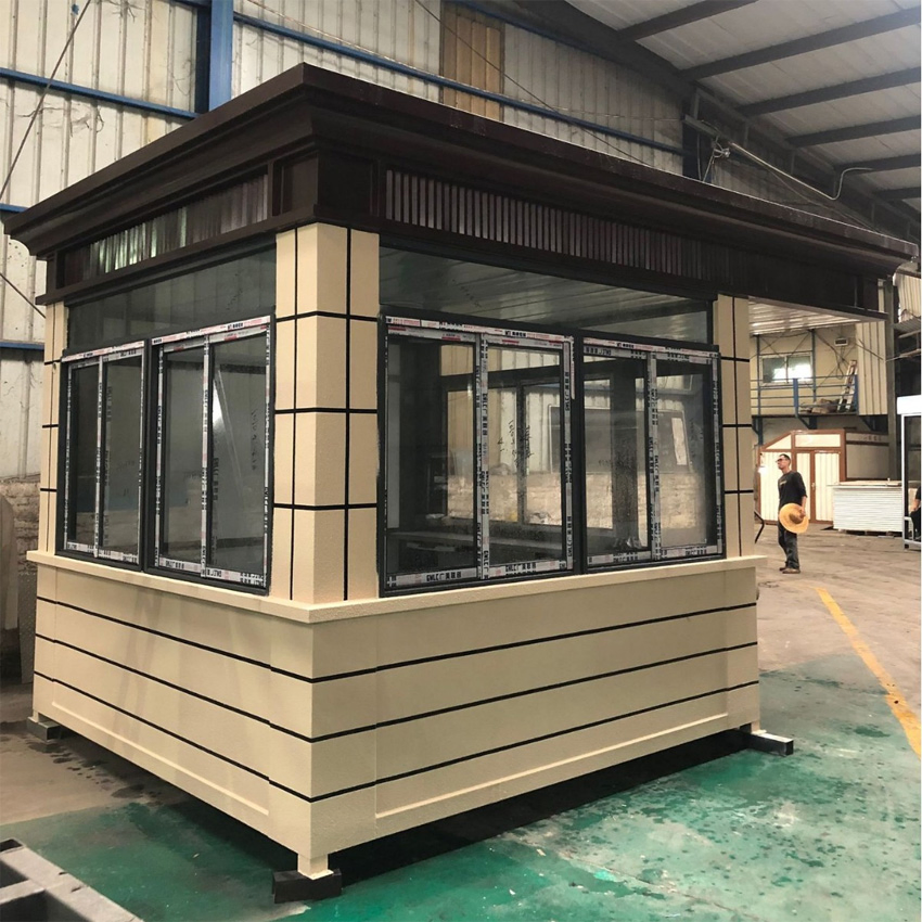 Cheap Portable European Style Real Stone Paint Outdoor Security Community School Duty Guard Container House for Kiosk