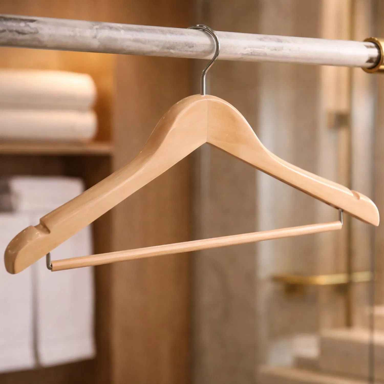 Solid Wood Clothes Hanger for Hotel Resort and SPA with Custom Logo