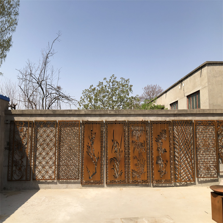 CNC Router Perforated Laser Cutting Room Partition Divider Curtain Wall Corten Steel Screen Panel