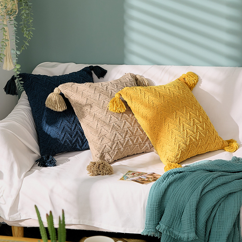 Knitted Tassels Outdoor Throw Pillow Covers Luxury Modern Pillowcases