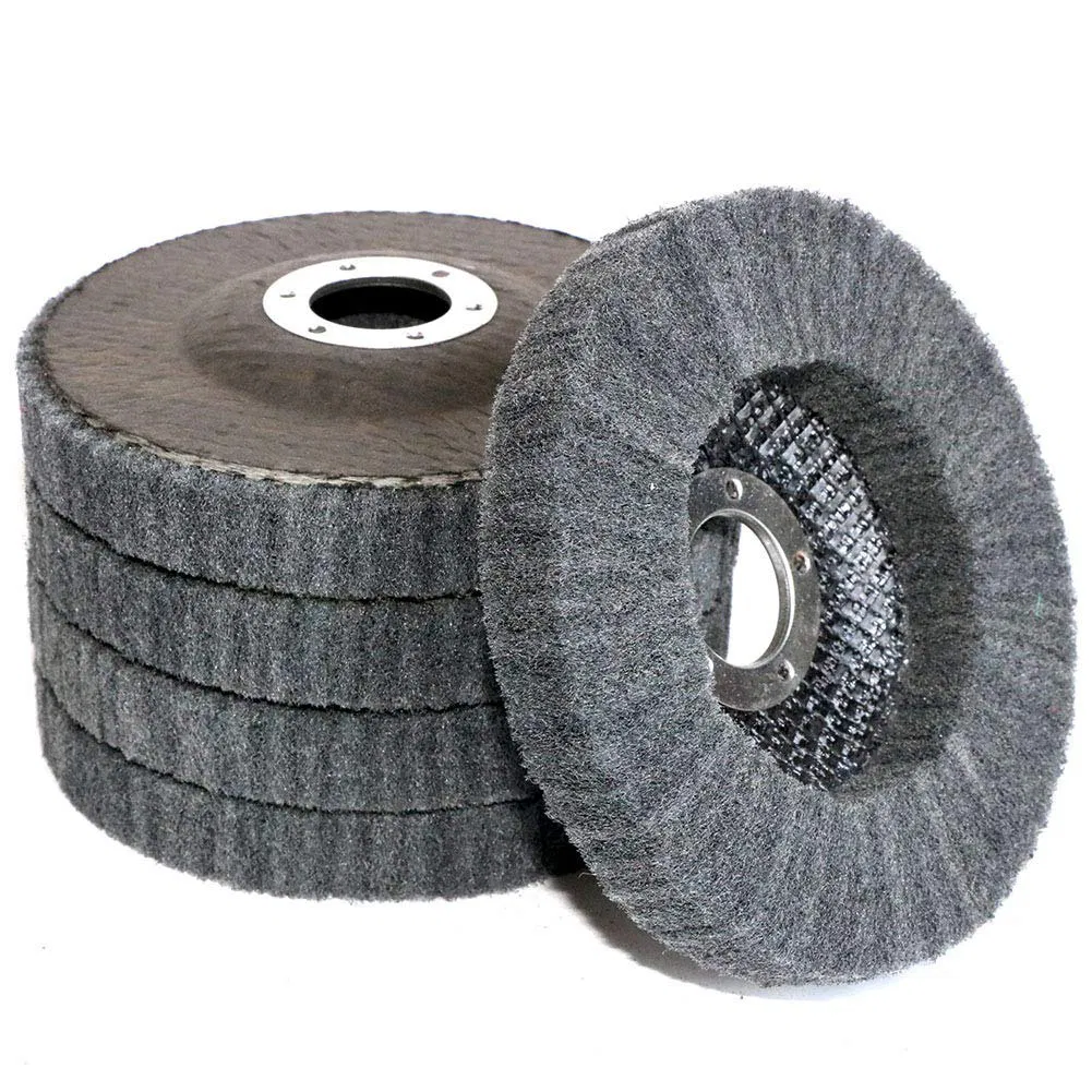 5PCS 4.5" X 7/8" Nylon Fiber Buffing Wheel Scouring Pad Flap Polishing Disc for Angle Grinder