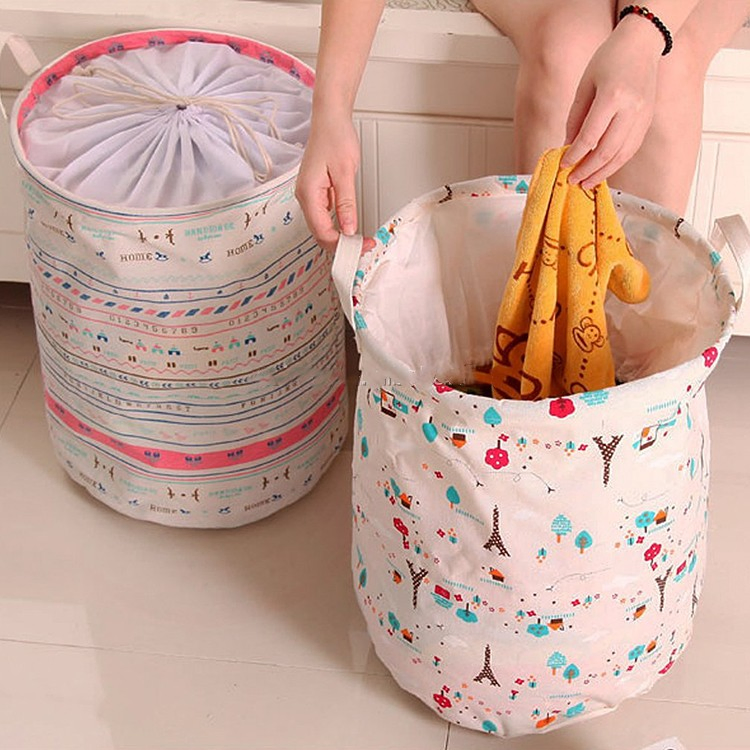 Foldable Laundry Clothing Storage Bags and Bins Dirty Clothes Household Laundry Hamper Bamboo Collapsible Basket