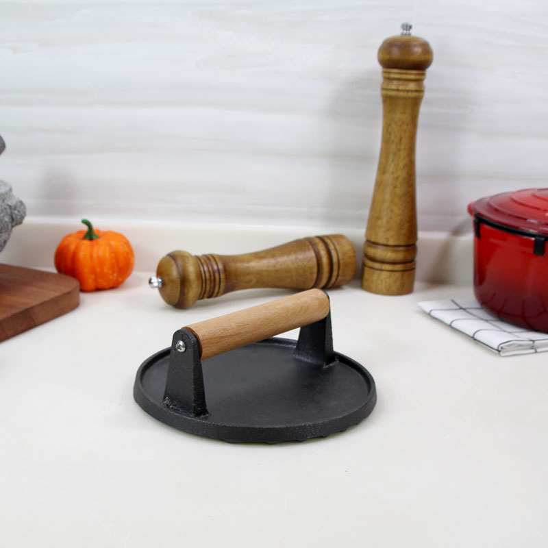 Hot Sale BBQ Custom Cast Iron Grill Press Cast Iron Steak Meat Press Burger Press Bacon Presser