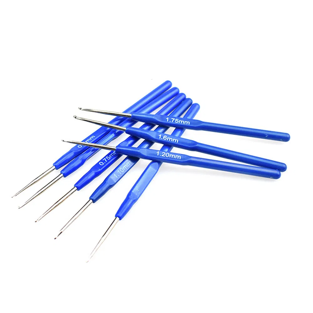 10PCS Blue Handle Crochet Hook Set Knitting Needles Crochet Tool for Lace Yarn
