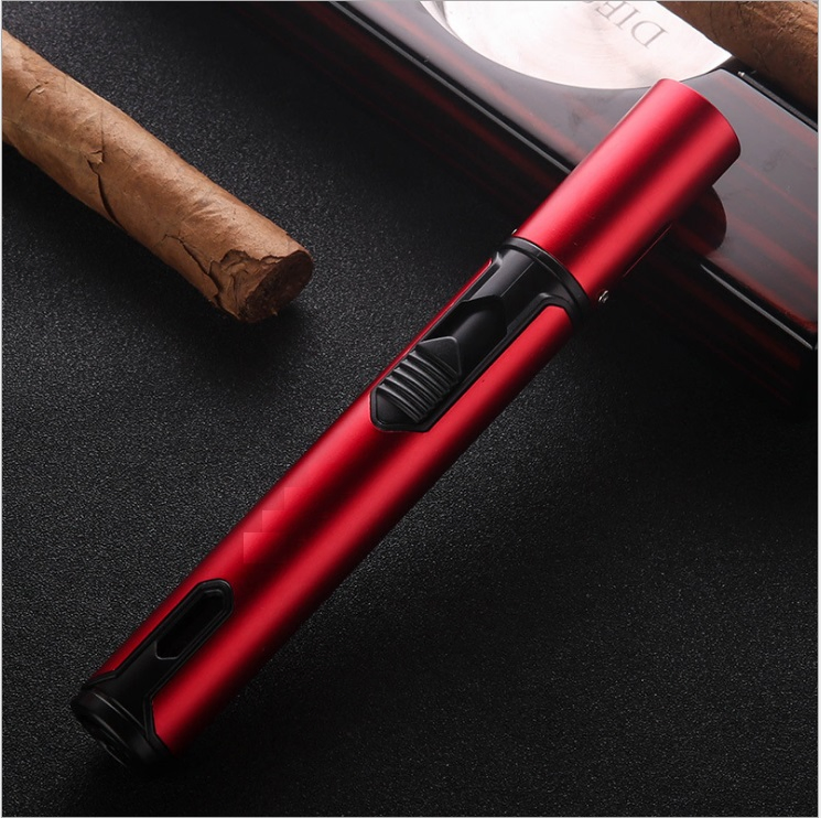 Custom Logo Wholesale Jofi Single Flame Jet Lighter Fire Lock Visible Gas Tank Slim Pen Shape Cigarette Cigar Lighters