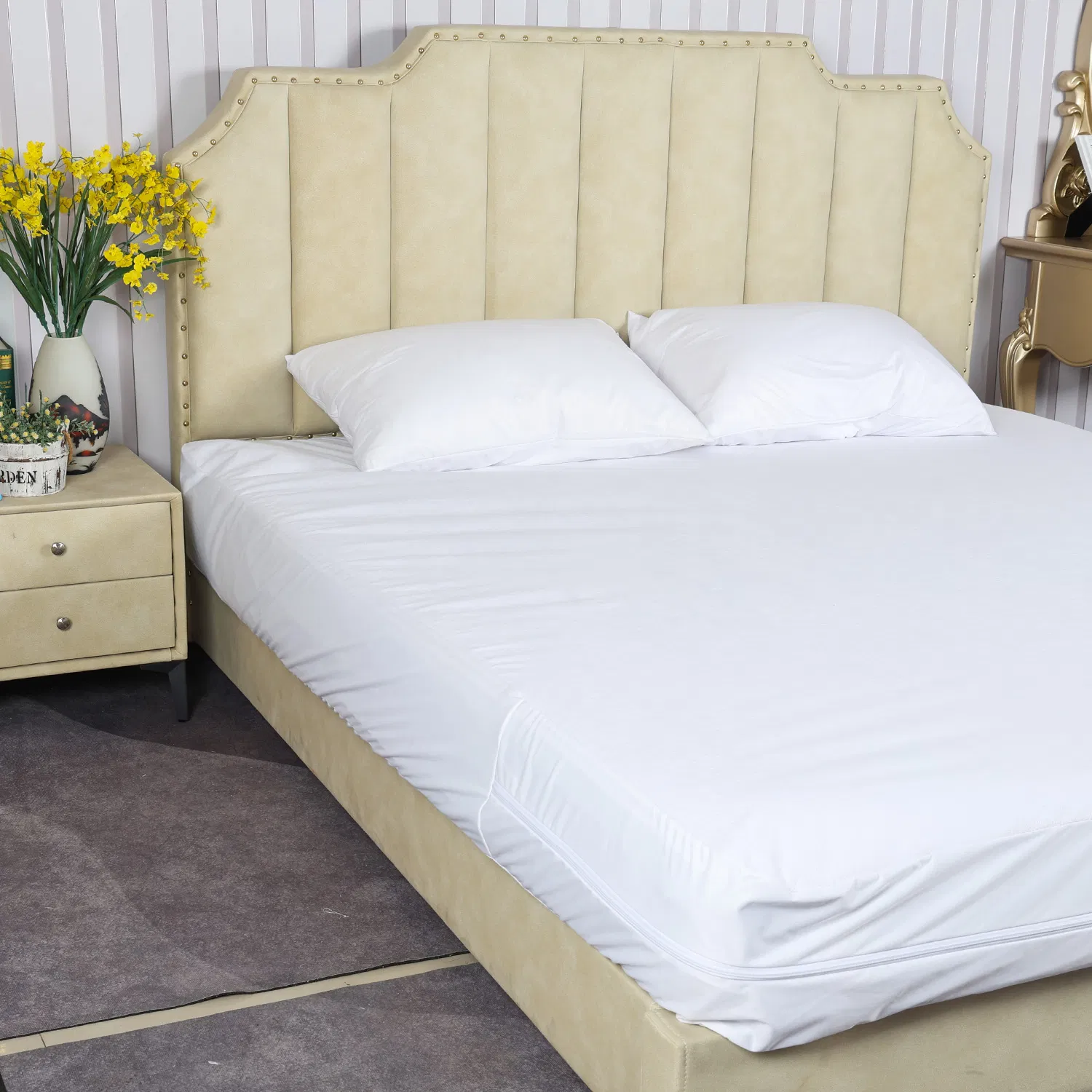 Waterproof Knitted Mattress Encasement Zippered 6-Sided Secureguard Anti-Microbial