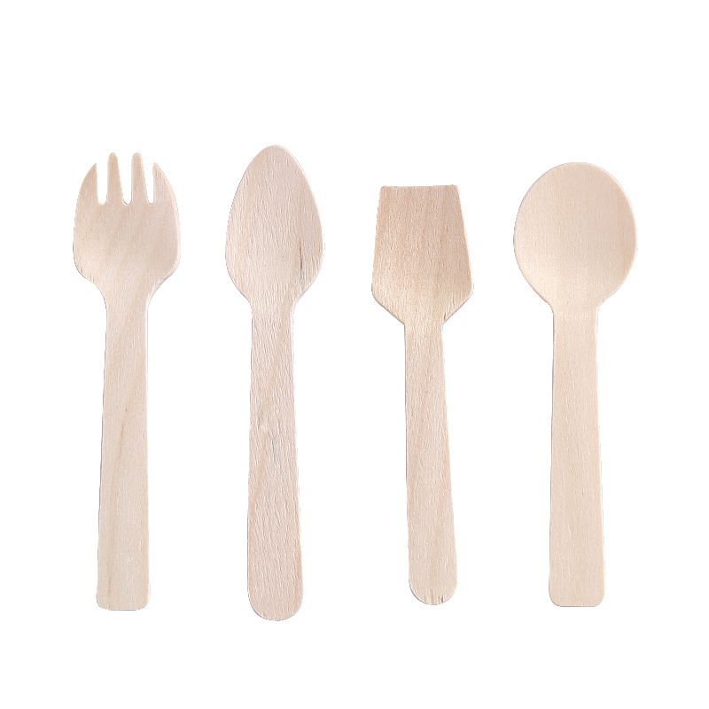 Custom Logo Shapes Free Sample Disposable 75mm/95mm/100mm/110mm Sampling Testing Spork Dessert Yogurt Honey Mini Ice Cream Biodegradable Birch Wooden Spoon