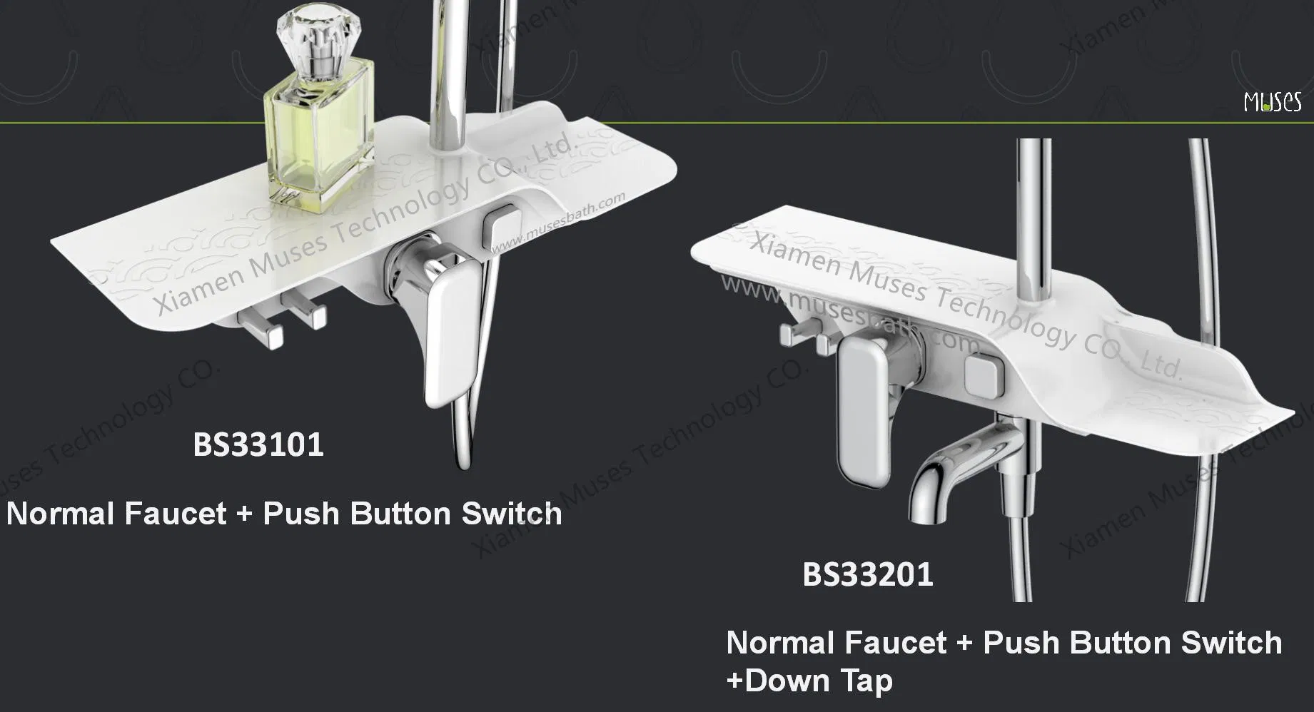 3 Way Matt Black Bar Shower Bathroom Shower Faucet Shower Column Shower Mixer Shower Enclosure with Shelf, Rain Shower, Hand Shower, Bathtub, Hook, Holder