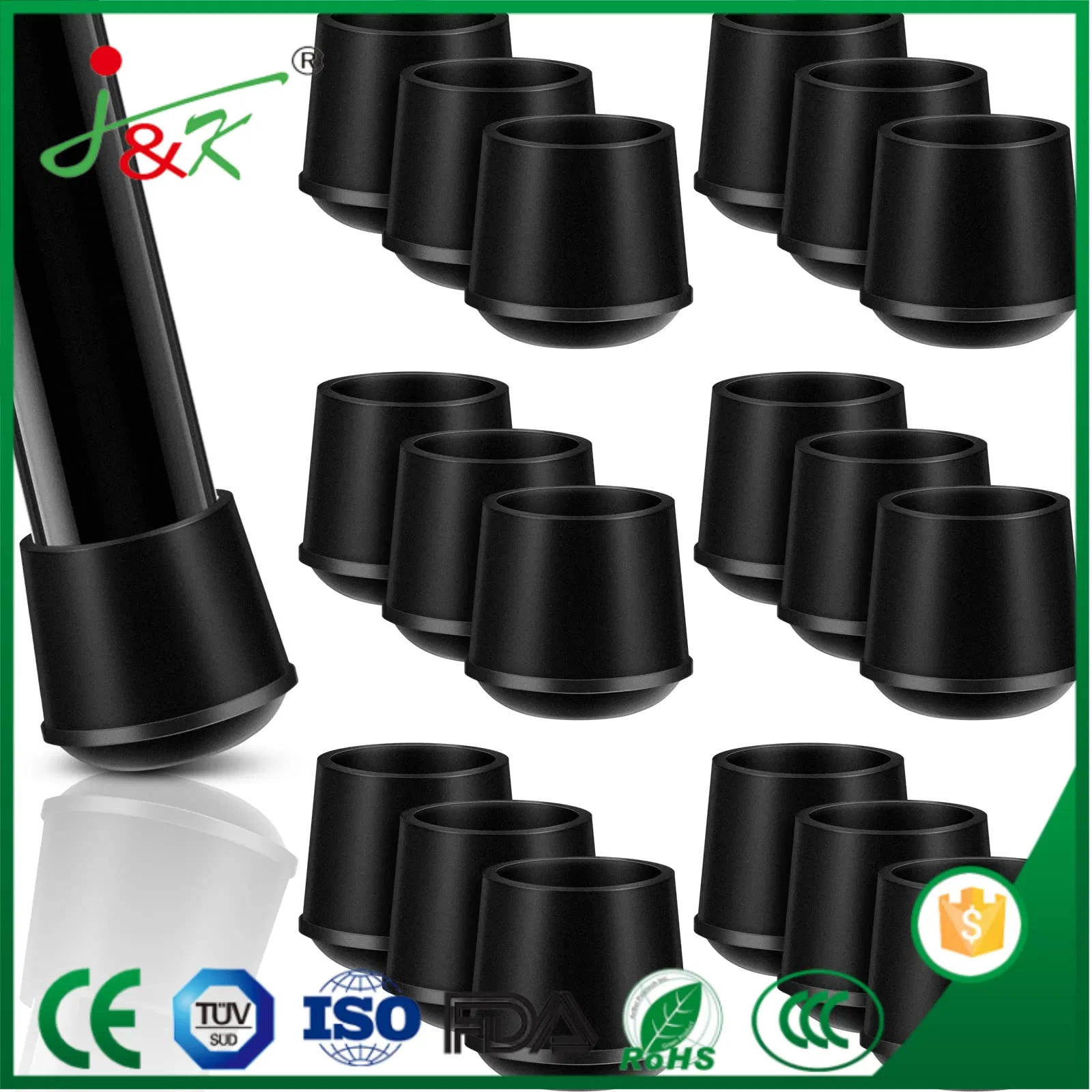 Round Cylindrical Butt Furniture Pipe Rubber Feet Rubber Tips Foot Caps Plastic Tubes End Cap Chair Legs Protector