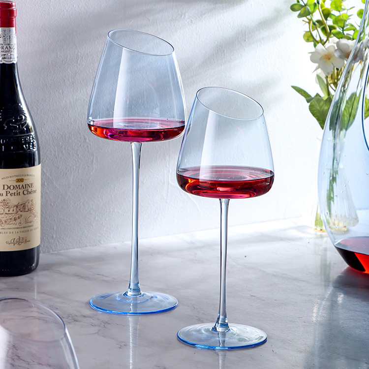 Синий безножковый бокал для вина и шампанского, 420 мл