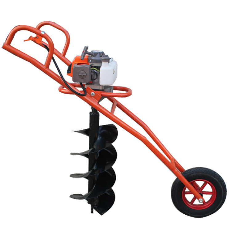 High Effienciy  63CC Petrol Hand Push Earth Fence Auger  with Trolley