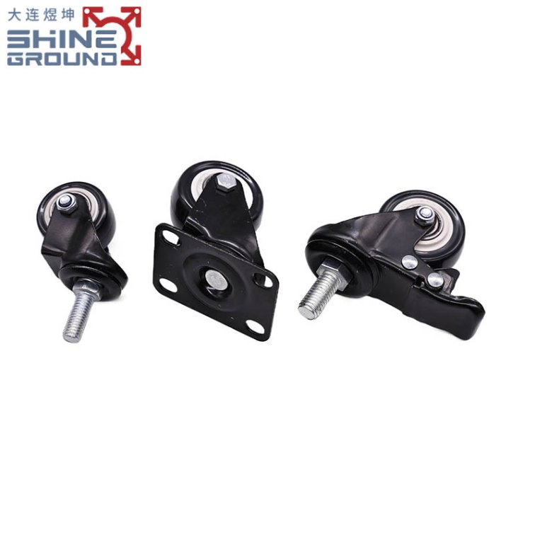 Premium Black Aluminum Profile Door Hardware with 2-Inch Casters