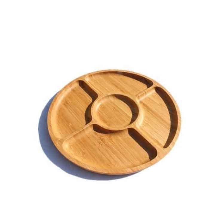 Multifunctional Bamboo Cheese Plates, Coffee Tea and Fruit Serving Tray, Round Plates